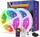 Juego de 2 tiras de luces LED de 10 m con control por app, control remoto y sincronización musical bajan a su menor precio
