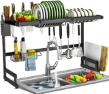 Escurridor de platos sobre fregadero de acero inoxidable baja a su menor precio