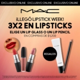Lipstick Week MAC Cosmetics: 3×2 en lipsticks + regalo con compra mínima