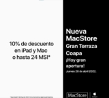 Promoción apertura MacStore Gran Terraza Coapa: 10% descuento en iPad y Mac en pago de contado