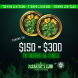 Promoción McCarthys Club: Abona $150 y recibe otros $150 para consumir en McCarthys