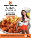 En Hooters todas las alitas, boneless y curly fries que puedas comer a $189 todos los martes