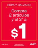 En Martí llévate el tercer artículo a sólo $1 peso en ropa y calzado