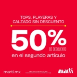 En Martí 2do a mitad de precio en tenis, playeras y tops sin descuento
