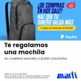 Promoción Martí Hot Sale 2020: mochila Gratis al pagar con Paypal
