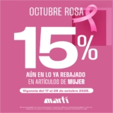 Promoción martí Mes Rosa: 15% de descuento en productos para mujer ya rebajados