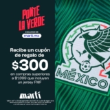 En Martí obtén un cupón de $300 en compras superiores a $1,099 que incluyan un jersey de la Selección Mexicana