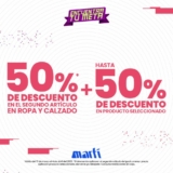 Promoción Martí: 2do a mitad de precio en ropa y calzado + hasta 50% de descuento