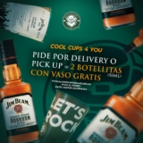 Promoción McCarthy’s: Pide $300 o más en delivery o pick up y llévate de regalo un vaso y 2 botellitas de Jim Beam de regalo