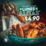 Lunes de Alitas McCarthy’s: Alitas a $4.90 c/u los lunes de enero