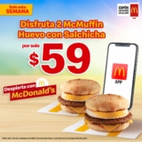 Cupón App McDonalds 2 McMuffin huevo con salchicha por sólo $59 esta semana