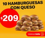 Cupón McDonalds de 10 hamburguesas con queso por $209 por Automac