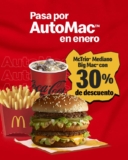 Cupón McDonalds 30% de descuento en McTrío Big Mac por Automac