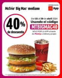 Cupón de 40% de descuento en McTrío Big Mac al pedir por App McDonald’s Delivery o pickup