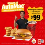 Cupón App McDonald’s Semana de AutoMac: Hamburguesa + 10 McNuggets + refresco por $99