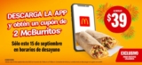 McDonald’s App: cupón de 2 McBurritos por $38 este 15 de septiembre