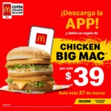 Cupón App McDonalds de Chicken Big Mac a sólo $39 hoy lunes para usuarios nuevos