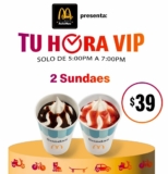 McDonalds Hora VIP Club Automac: 2 sundaes por $39