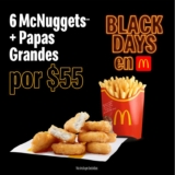 Cupón McDonalds Black Days: 6 McNuggets + papas grandes por $55