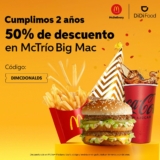 Promoción DiDi Food McDonalds: 50% de descuento en McTrío Big Mac y cupón envío gratis