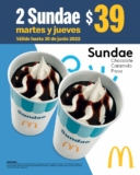 En McDonalds llévate 2 sundae por $39 los martes y jueves