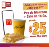 Cupón App McDonald’s Día del Pay: Pay de manzana + café por $25 sólo hoy