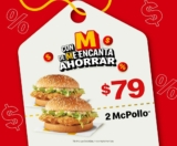 Cupón McDonald’s: 2 hamburguesas McPollo por $79