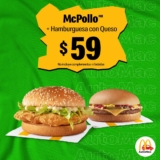 Cupón McDonalds Jueves de Automac: 1 McPollo + 1 hamburguesa con queso por $59