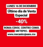 Venta especial de Navidad mecánico Jeans: 40% de descuento en toda la tienda hoy