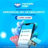 10% de descuento pagando con Mercado Pago con el cupón LOVEMP