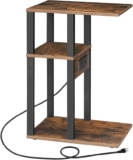 Cupón de $100 de descuento en Mesa lateral de 3 niveles de madera y metal con enchufes eléctricos y USB