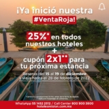 Venta Roja Hoteles Misión: 25% de descuento en hoteles + cupón 2×1 en próxima estancia