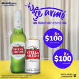 Promoción de Aniversario Modelorama: 8 botes ó 6 botellas Stella Artois por $100