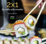2×1 en rollos seleccionados de Mr. Sushi al pedir por Uber Eats