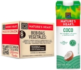 6 pack bebida de coco Natures Heart 946 ml baja de precio + 10% adicional con Planea y Ahorra
