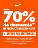 Hasta 70% de descuento + msi en Nike Factory Store