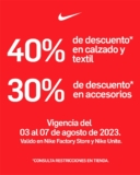 Rebajas de Verano Nike Factory Store: hasta 40% de descuento del 3 al 7 de agosto