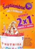 2×1 en Helado suave doble en Nutrisa los martes y jueves de septiembre 2026