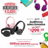 En Office Depot audífonos seleccionados de $599 a $299