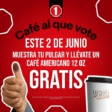 Café americano GRATIS en One si vas a votar el 2 de junio