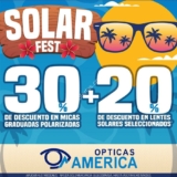 Solar Fest Ópticas América: 30% de descuento en micas polarizadas + 20% en lentes solares seleccionados