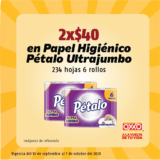 Folleto Oxxo Básicos del Ahorro al 7 de octubre: 2x$40 en papel higiénico Pétalo Ultrajumbo 6 rollos y más