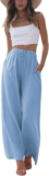 Pantalones tipo palazzo para mujer de algodón y lino bajan a un gran precio + envío