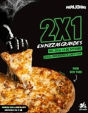 2×1 en pizzas Papa Johns este 31 de octubre en pedidos por internet