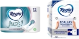 Combo papel higiénico Regio Just-1 con 12 rollos + toallas de mano Regio con 160 piezas bajan de precio