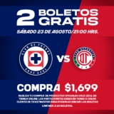 Boletos gratis para el partido de Cruz Azul vs Toluca con compra mínima de productos Cruz Azul en el sitio de Pirma