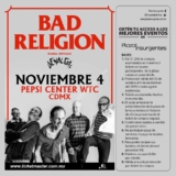 Boletos gratis para el concierto de Bad Religion con tus compras en Plaza Insurgentes y Pabellón Polanco