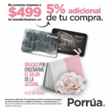 Promo Día de las Madres Porrúa: 5% de bonificación en compras de $499