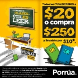 Promociones Porrúa Regreso a Clases 2020: Todos los cuadernos a $20, descuentos en mochilas, loncheras y más