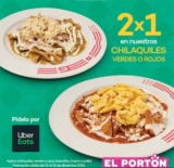 2×1 en chilaquiles verdes o rojos en El Portón al pedir por Uber Eats
